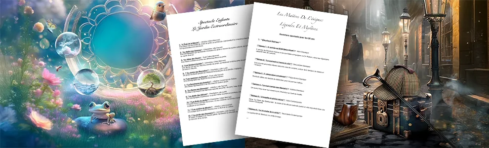 Programmes des spectacles “Le jardin extraordinaire” & ”Les maîtres de l’énigme”