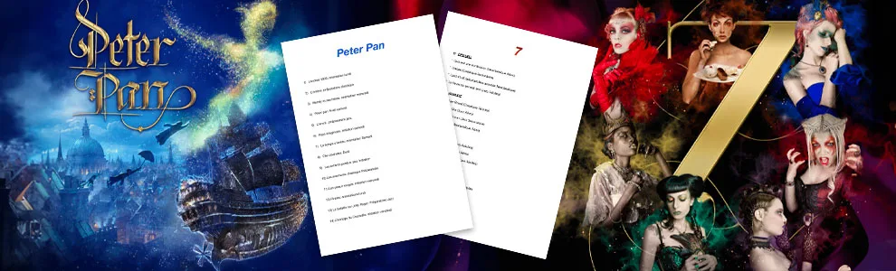 Programmes des spectacles “Peter Pan” & ”7 pêchés capitaux”