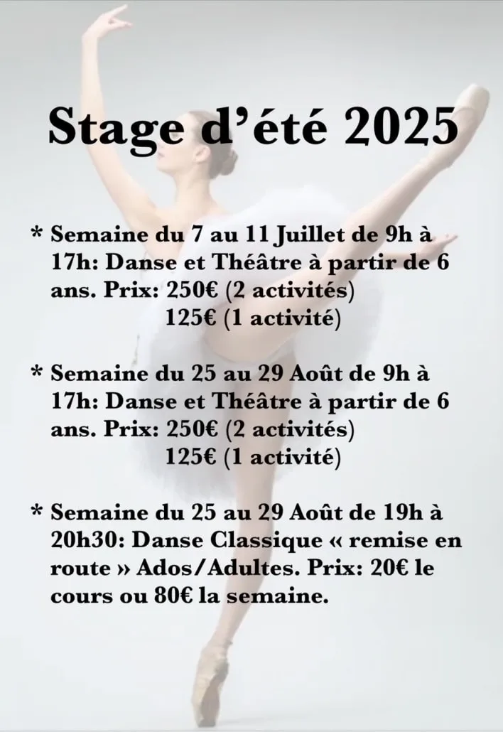 Stage vacances d’été 2025